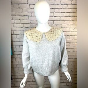 A.N.A. Grey Sweater With Crochet Collar size 4X